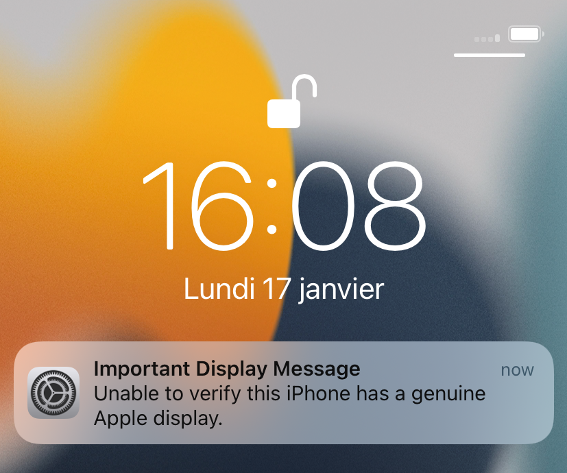 Por qué mi dispositivo muestra un "Mensaje importante" o una advertencia de "Pieza desconocida" de Apple? – Centro de ayuda de Back Market - España